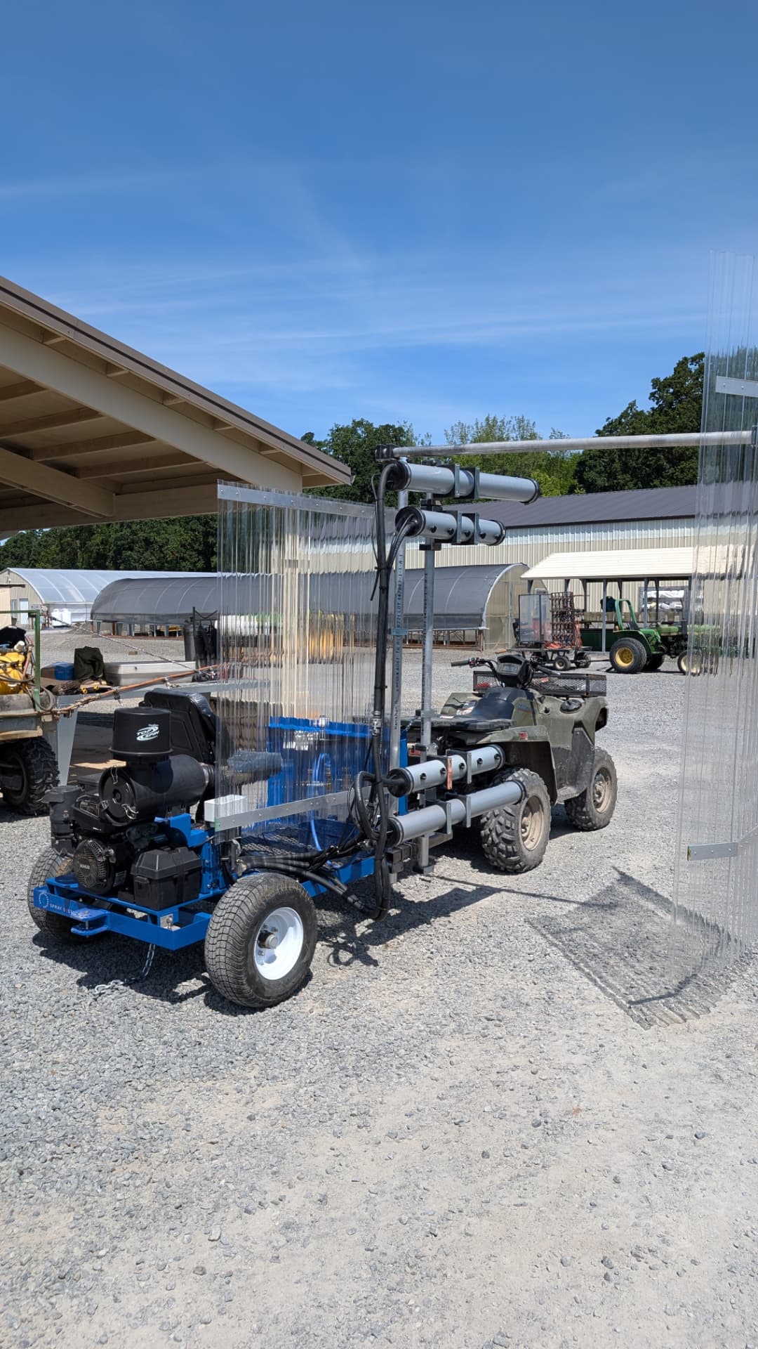 OnTarget ATV-pulled sprayer during a spray pattern test